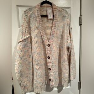 Speckled Knit Button-Up Cardigan